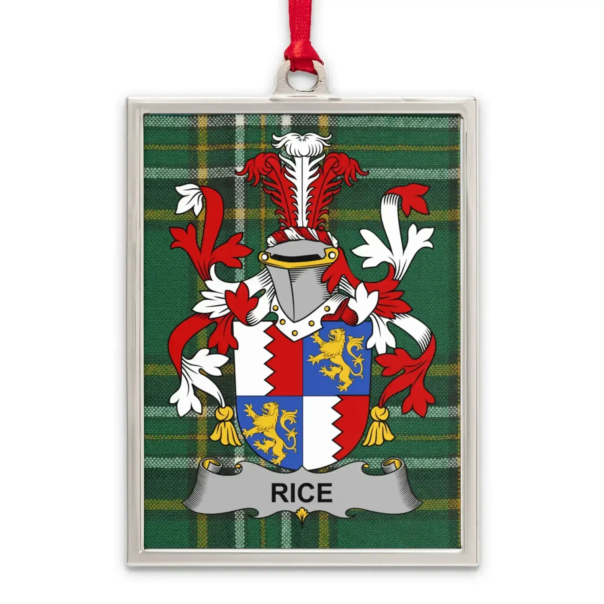 Elegant Rice Family Crest Plaid Background Hanging product