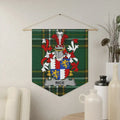 Rice Irish family crest wall pennant — crest on the Irish national tartan