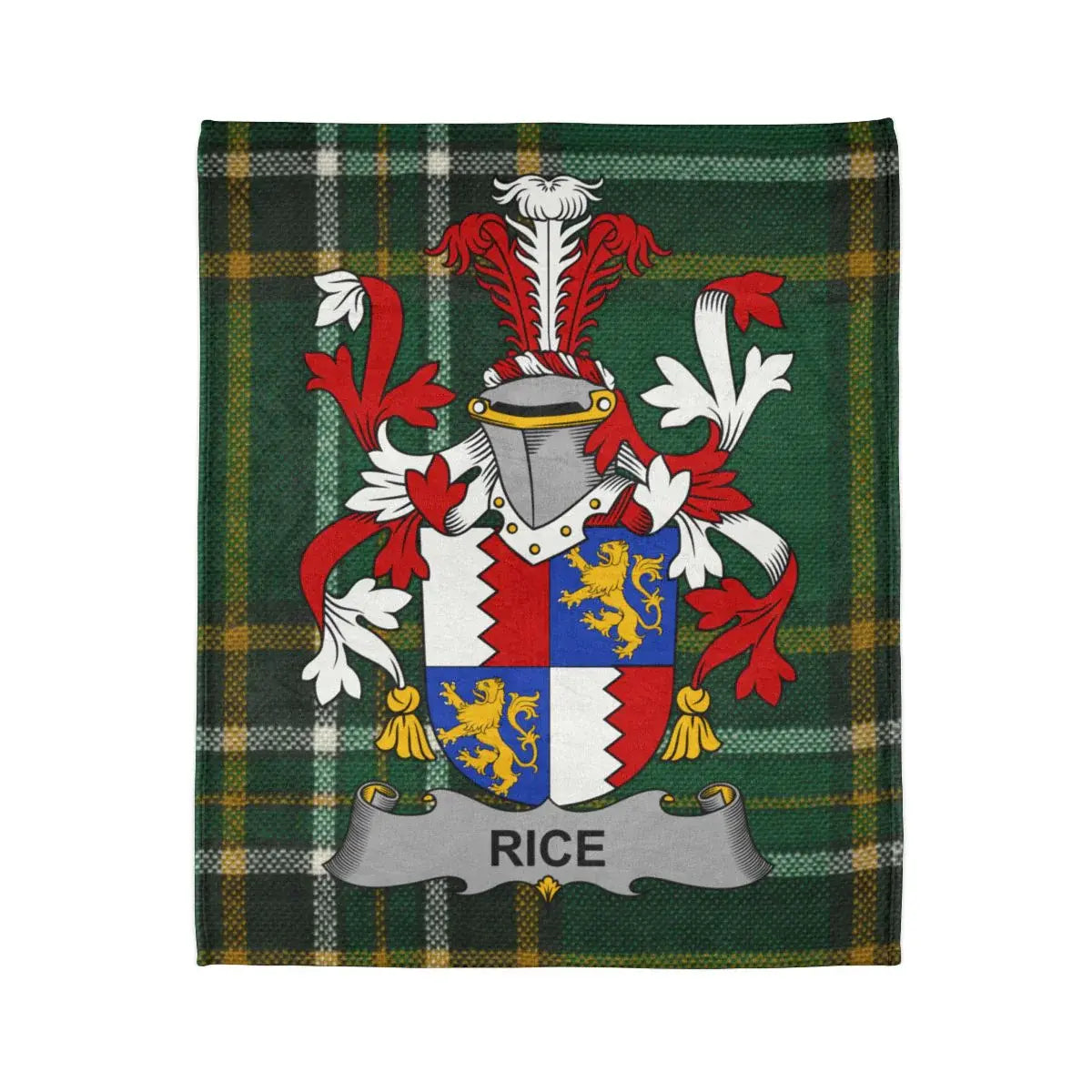 Rice Family Crest Blanket with Classic Design