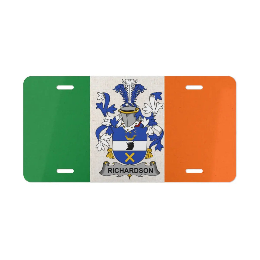 Irish Flag Richardson Coat of Arms License Plate product