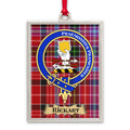 Rickart tartan-background crest ornament shown as a Scottish heritage keepsake gift