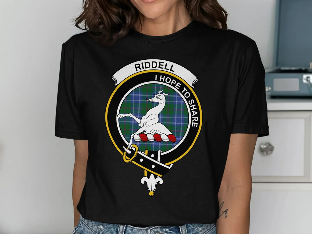 Riddell I Hope to Share graphic tee in forest green — clan crest print, relaxed unisex cut