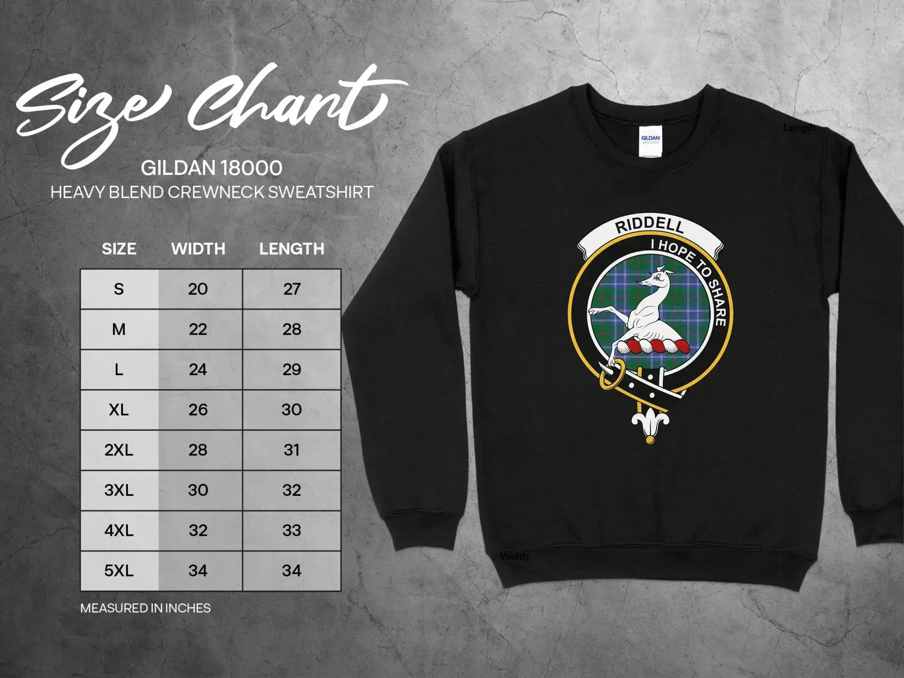 Clan Riddell Hope to Share crewneck sweatshirt in black — fleece interior, ribbed waistband