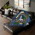 Clan Riddell tartan throw blanket — I Hope to Share crest on lightweight polyester, 50" x 60"