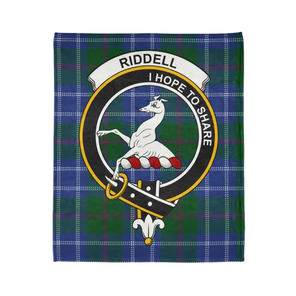 Riddell Clan Crest Tartan Plaid Design Blanket