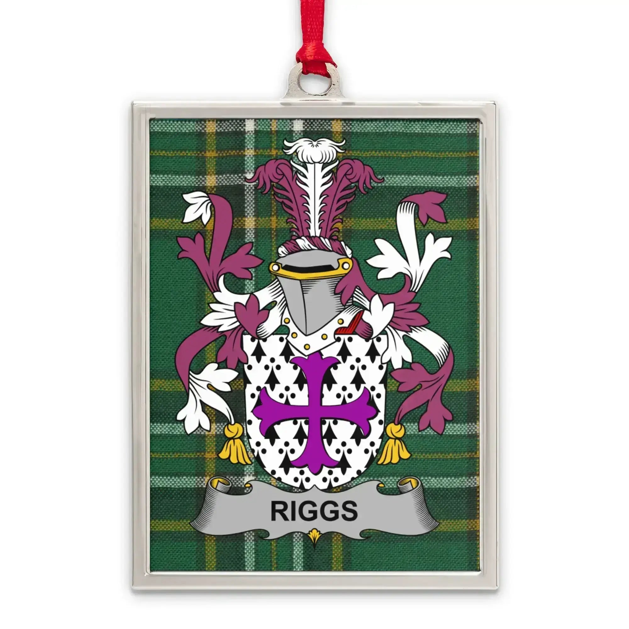 Riggs Coat of Arms Plaid Background Ornament product