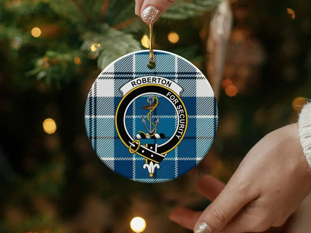 Blue Checkered Christmas Robertson Ornament product