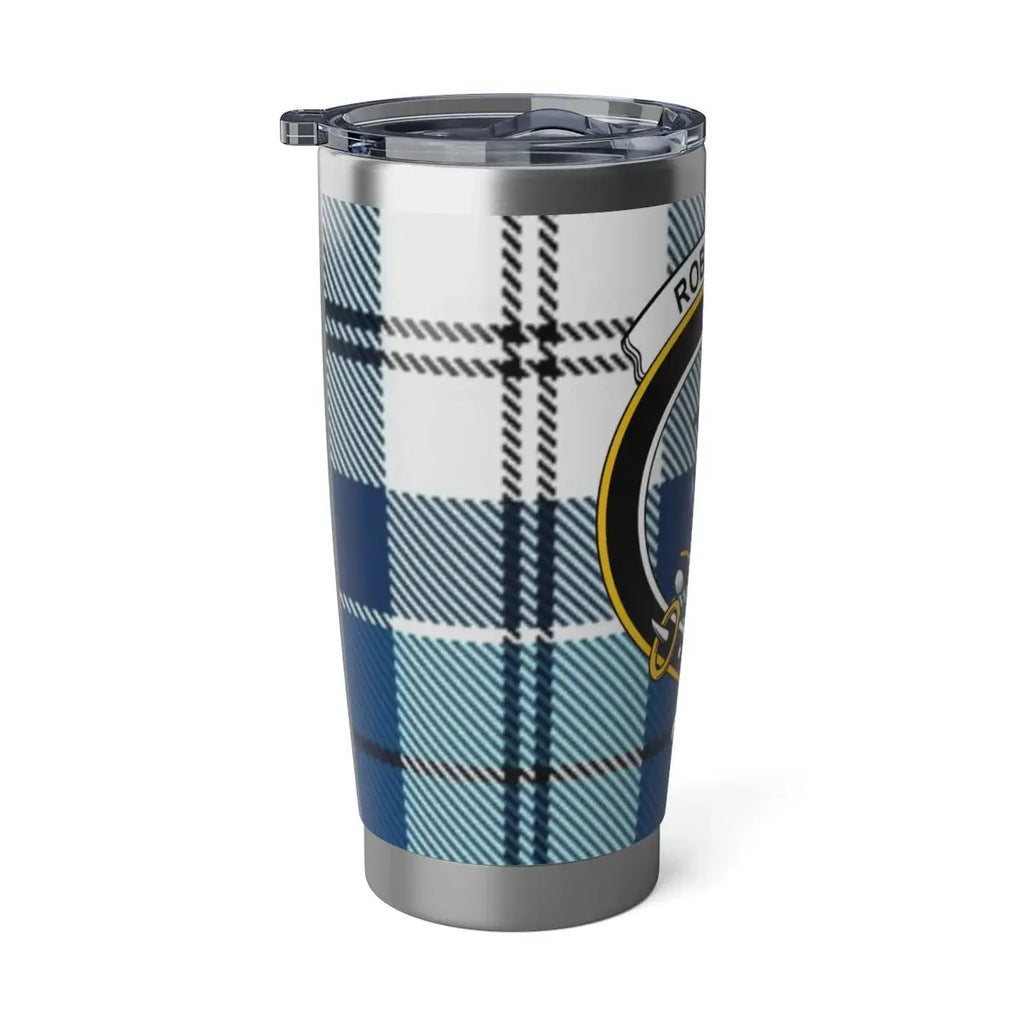 Custom Blue Plaid Tumbler with Family Crest