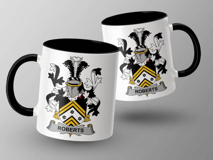 Roberts Family Crest Heraldic Design Mug - Celtic Ancestry Gifts