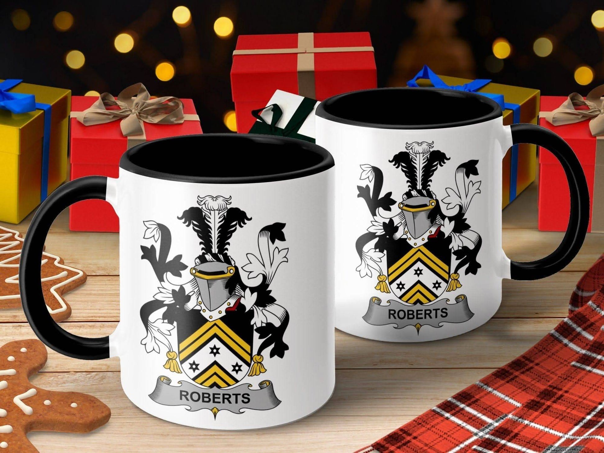 Roberts Family Crest Heraldic Design Mug - Celtic Ancestry Gifts