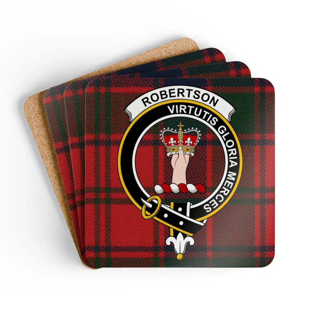 Robertson Scottish clan crest tartan coaster example for custom coaster set