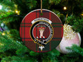 Clan Robertson tartan crest ceramic ornament — 3 inch, double-sided with gold string