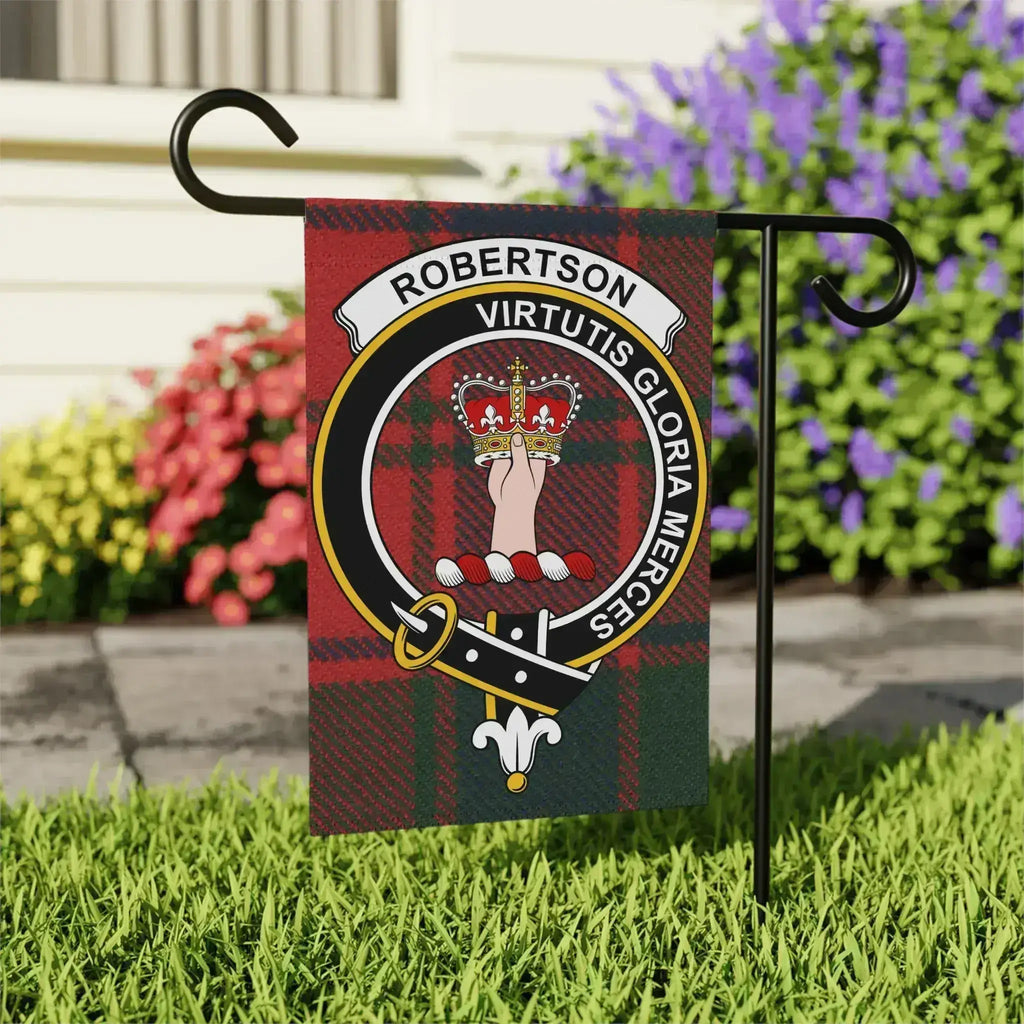 Robertson virtutis gloria merces clan crest garden flag — 24.5x32 inch outdoor display