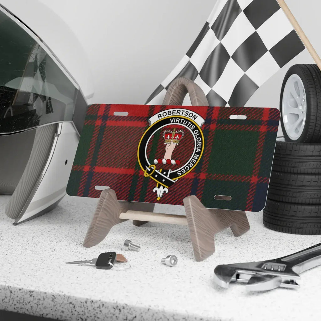 Clan Robertson crest tartan novelty license plate — 100% aluminium, 12x6 inch