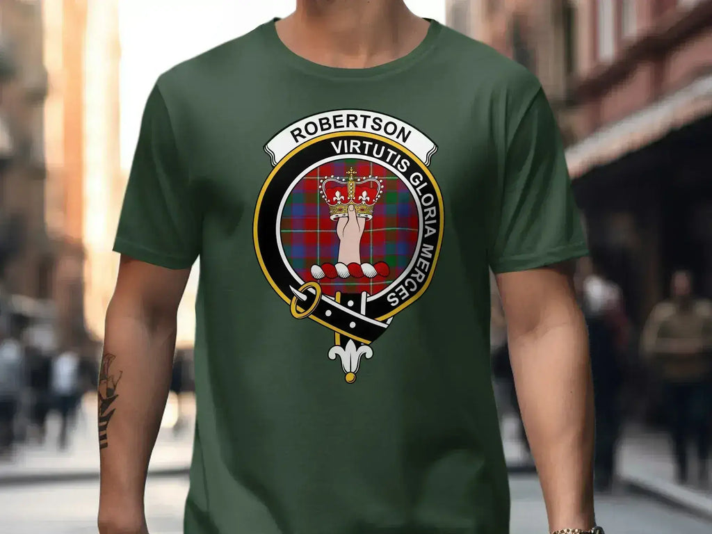 Clan Robertson t-shirt in royal blue — crest design, relaxed fit