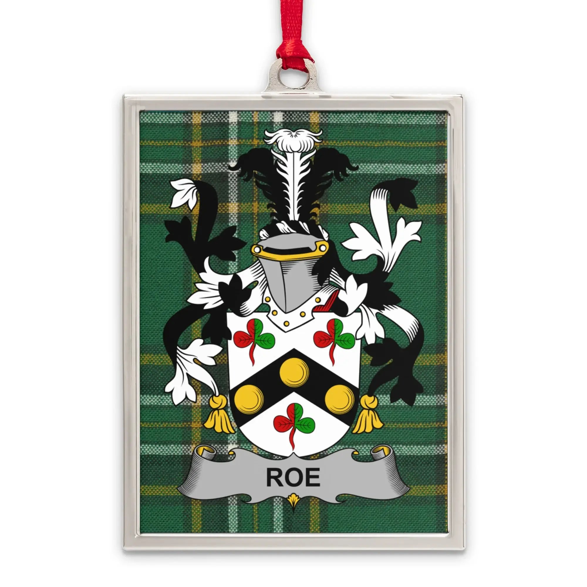 Roe Family Crest Plaid Ornament product