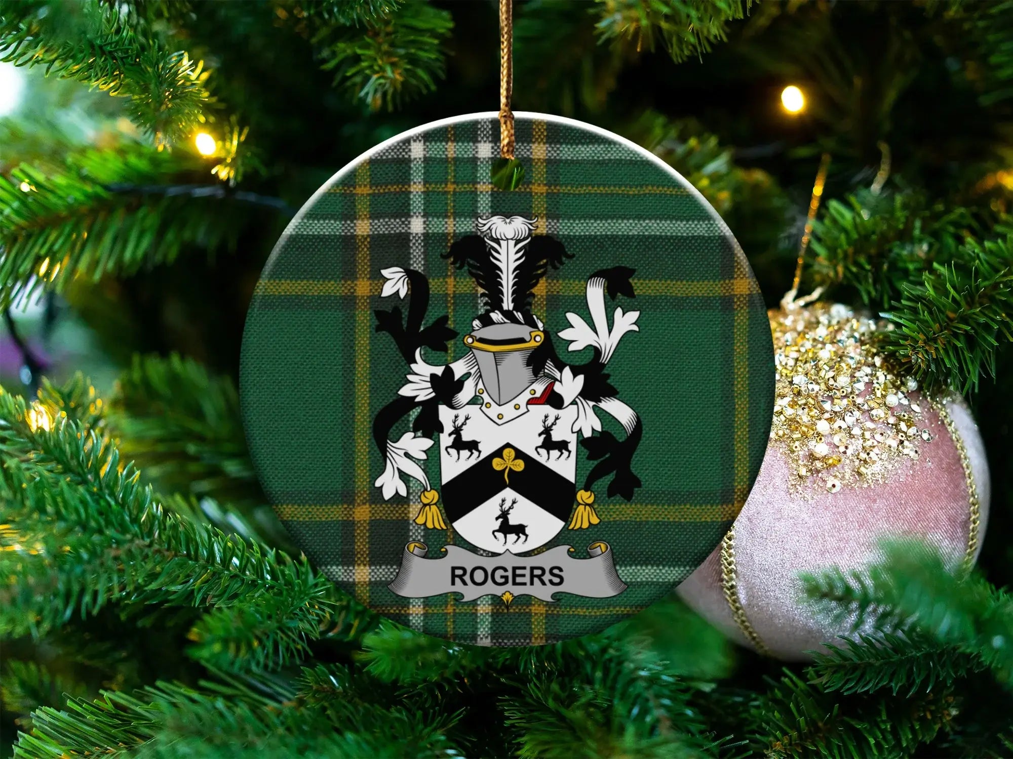 Rogers Family Crest Christmas Tree Ornament product type
