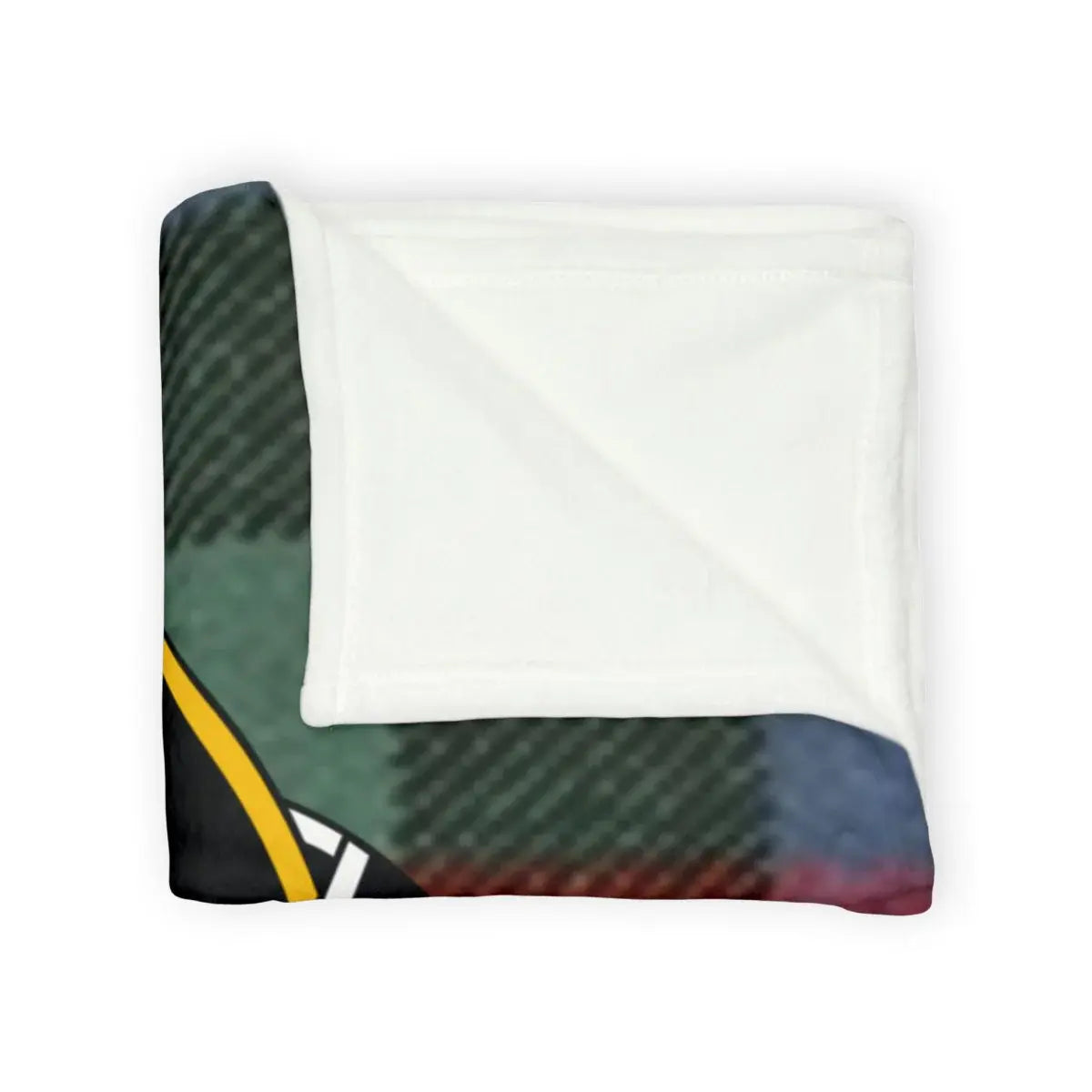 Clan Rollo colourful tartan pattern throw blanket — soft polyester with stag crest print