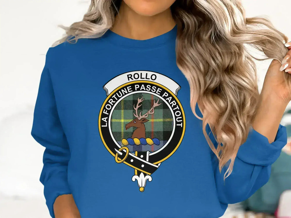 Clan Rollo La Fortune Passe Partout graphic crewneck in forest green — stag crest, fleece interior
