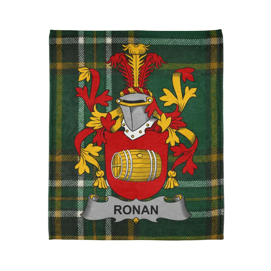 Ronan Family Crest and Tartan Blanket