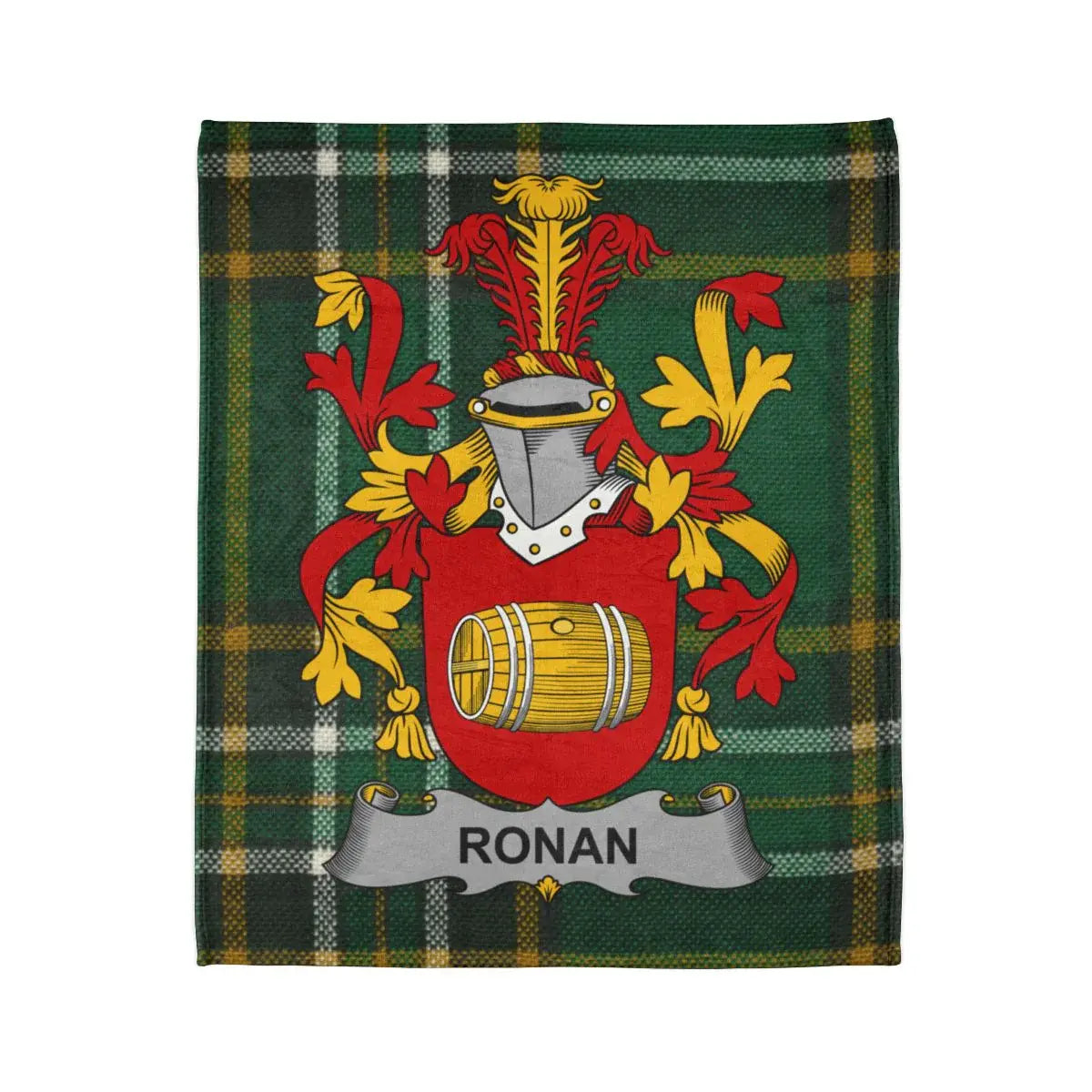 Ronan Family Crest and Tartan Blanket