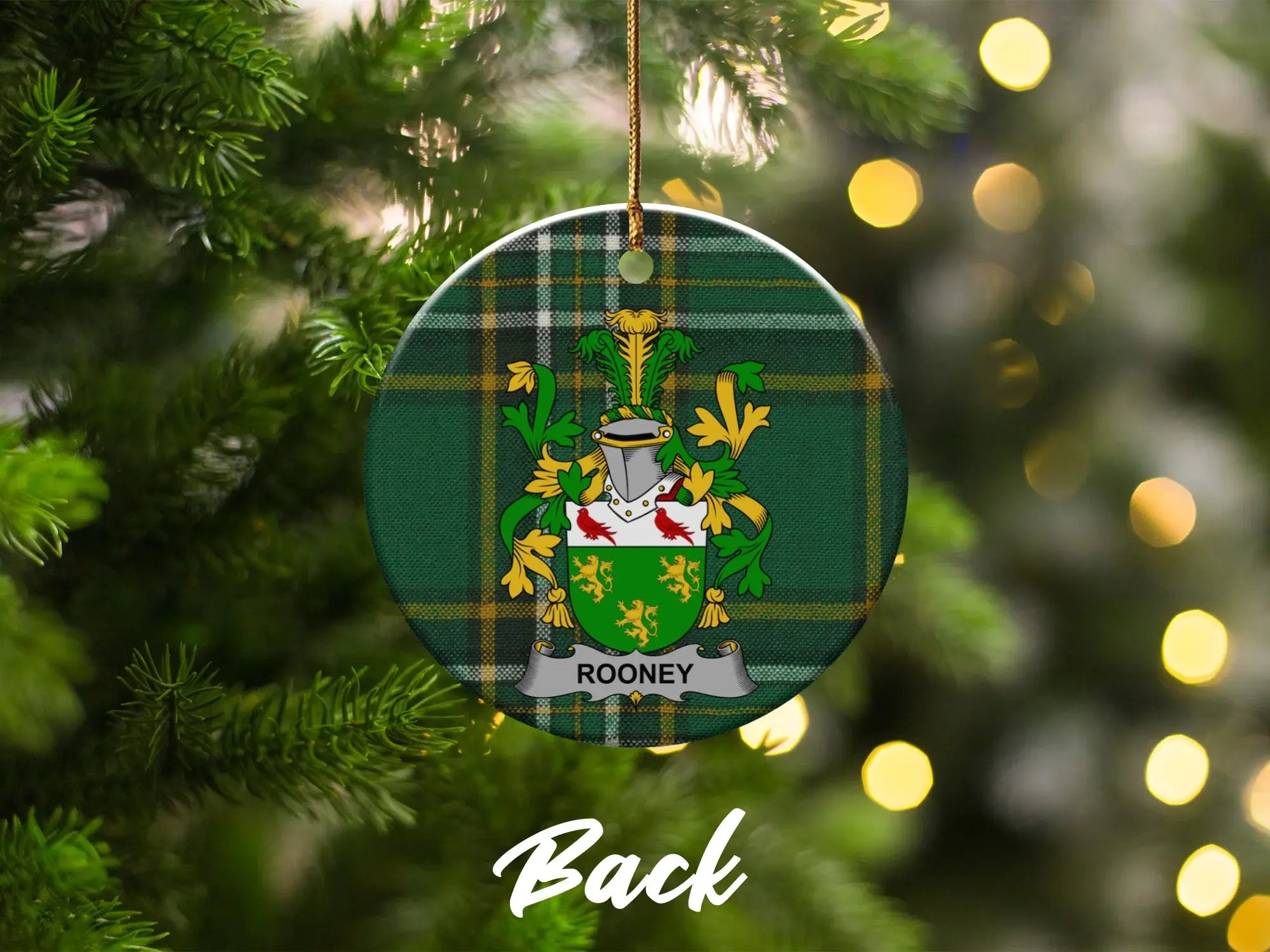 Custom Family Crest Round Christmas Tree Ornament product