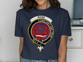 Rose clan badge tee in navy — printed crest on soft cotton