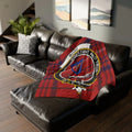 Clan Rose crest tartan throw blanket — lightweight 100% polyester, full design view