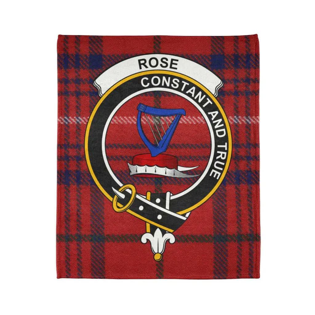 Clan Rose printed throw blanket — constant and true crest, 50x60 inch size