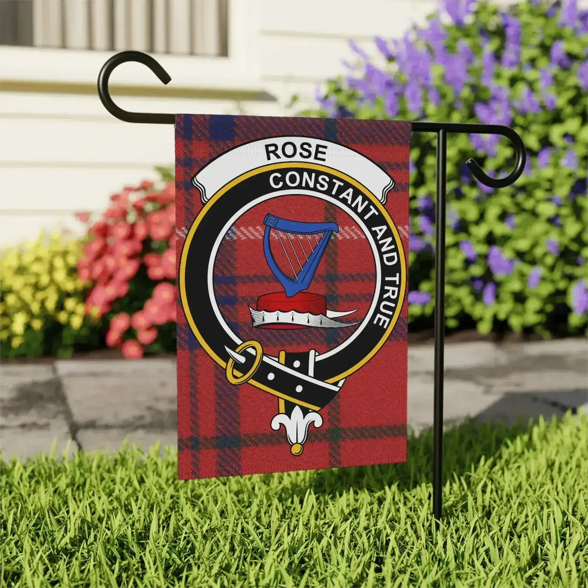 Rose constant and true clan crest garden flag — 24.5x32 inch outdoor display