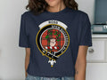 Ross clan crest tee in navy — Scottish tartan design, relaxed fit