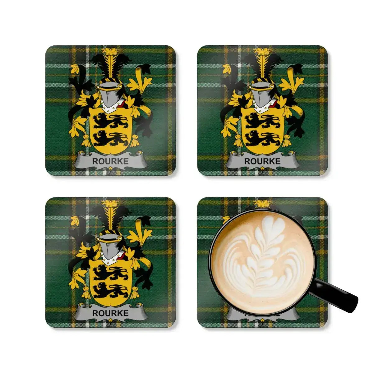 Rourke Family Crest Square Coasters product type