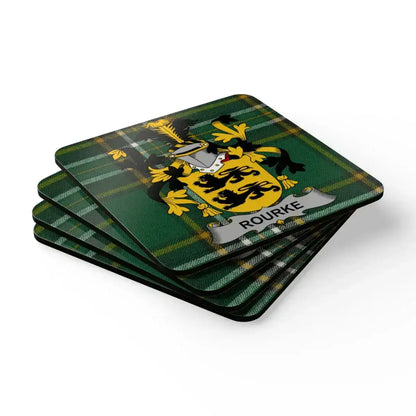 Green Plaid Family Crest Design Coaster Set product type