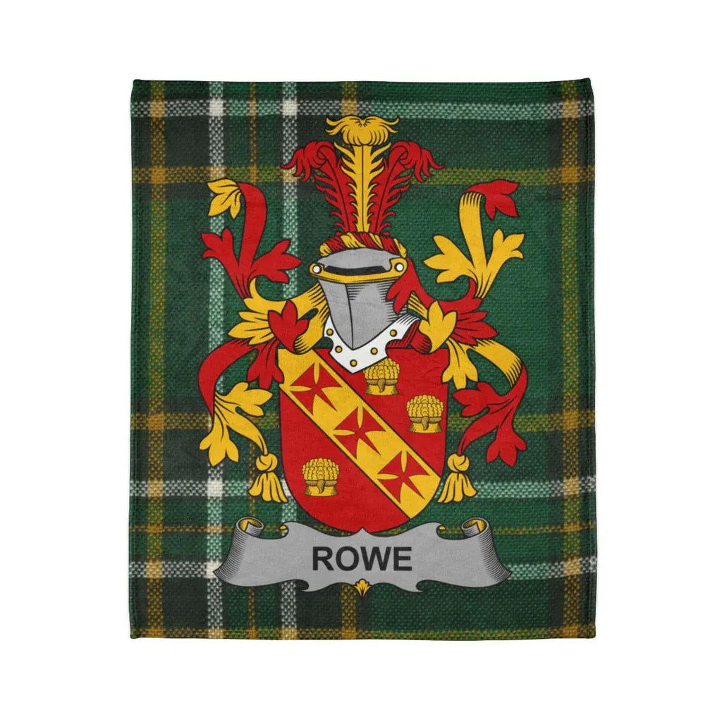 Personalized Rowe Tartan Shield Family Crested Blanket