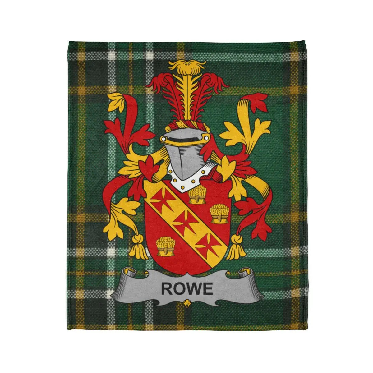 Personalized Rowe Tartan Shield Family Crested Blanket
