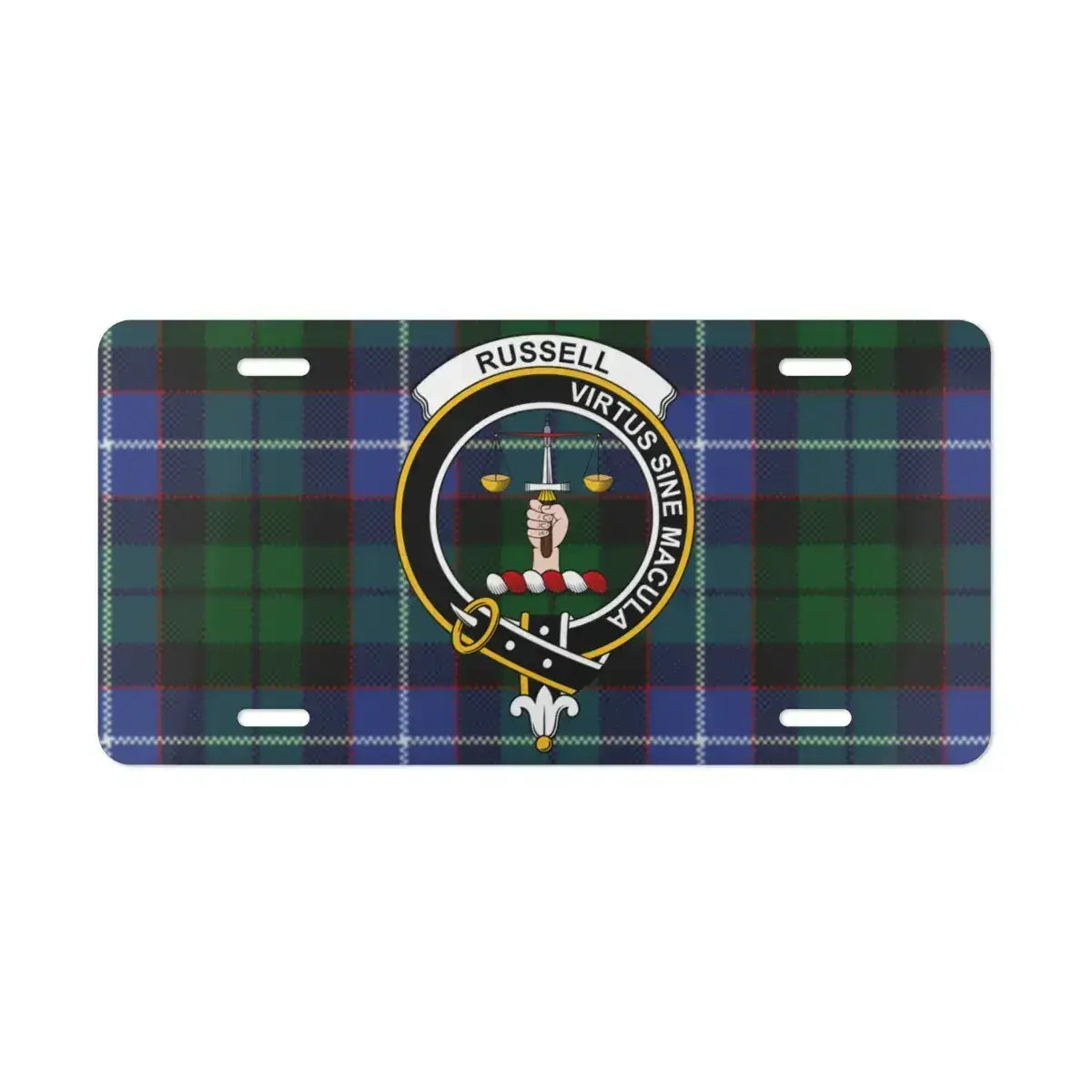 Russell Virtus Sine Macula Plaid Pattern License Plate product