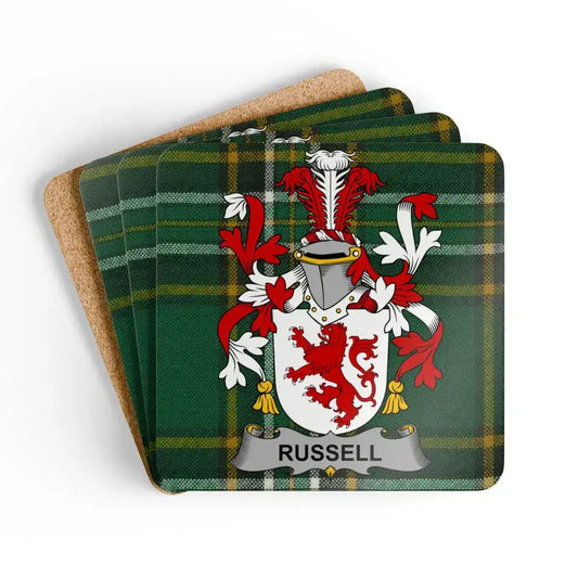Russell Family Crest Tartan Pattern Coaster product