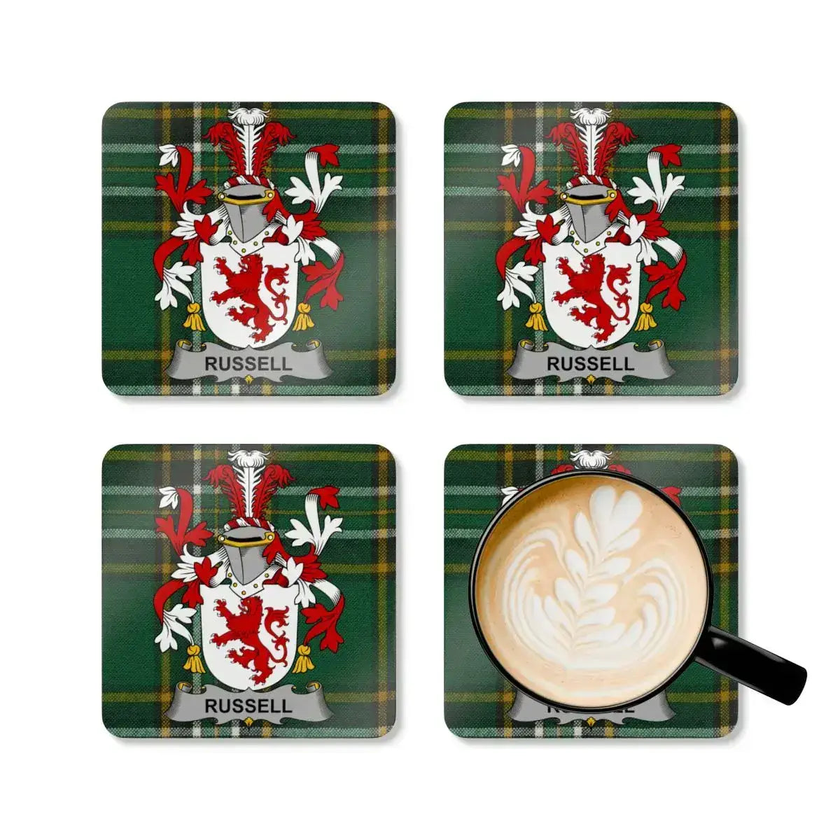 Vibrant Family Crest Russell Design Coaster product