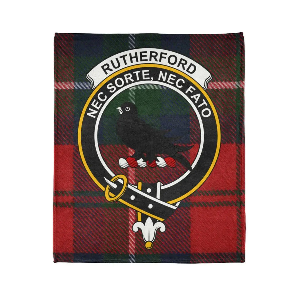 Rutherford Nec Sorte Nec Fato tartan throw blanket — full print detail, fade-resistant colour