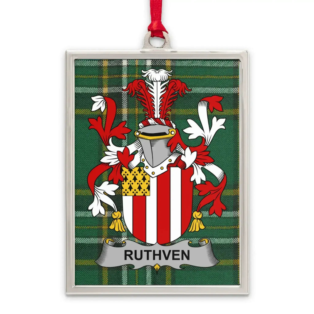 Personalized Ruthven Family Crest Plaid Ornament product