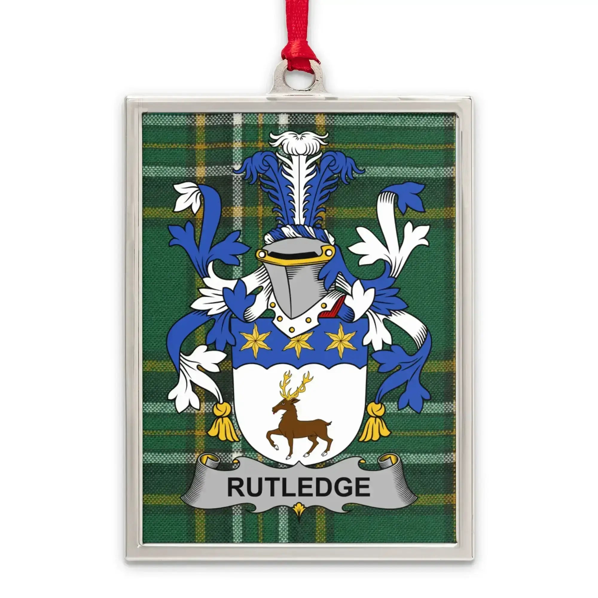 Rutledge Family Crest Plaid Pattern Ornament product