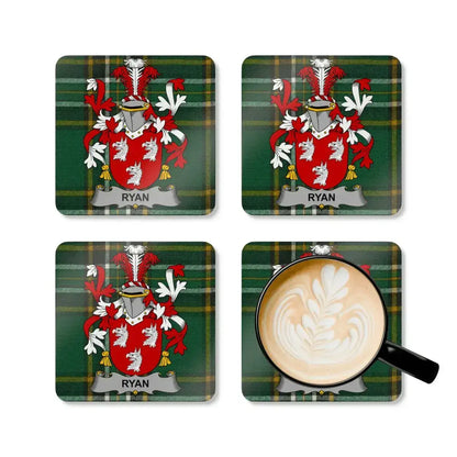 Personalized Green Tartan Family Crest Coaster Set product type