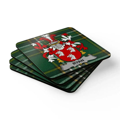 Ryan Family Crest on Tartan Pattern Coaster product