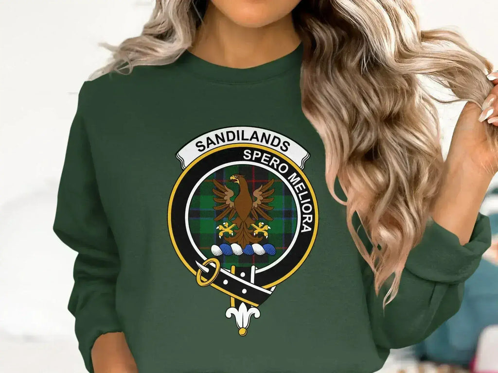Clan Sandilands Spero Meliora graphic sweatshirt in navy — fleece-lined crewneck, S-3XL