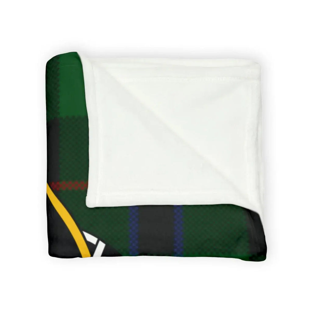 Clan Sandilands Spero Meliora plaid tartan throw blanket — soft polyester with eagle crest print