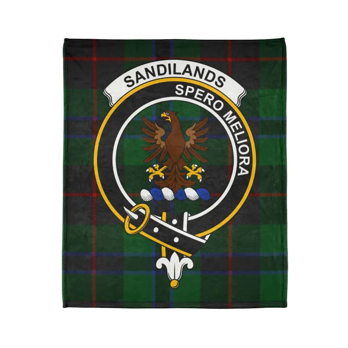 Sandilands Spero Meliora tartan throw blanket — full print detail, fade-resistant colour, 50" x 60"