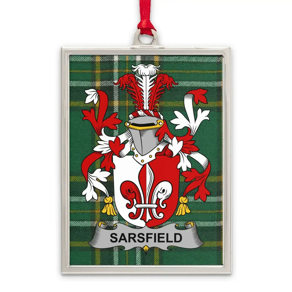 Sarsfield Family Crest Plaid Background Hanging product