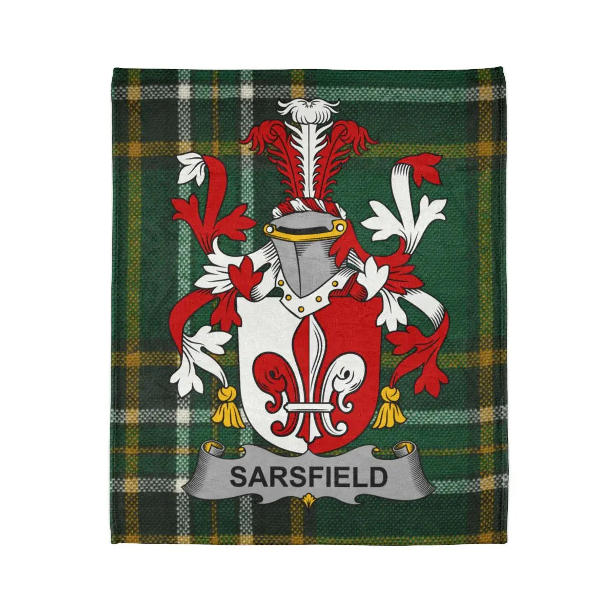 Sarsfield Family Plaid Coat of Arms Design Blanket