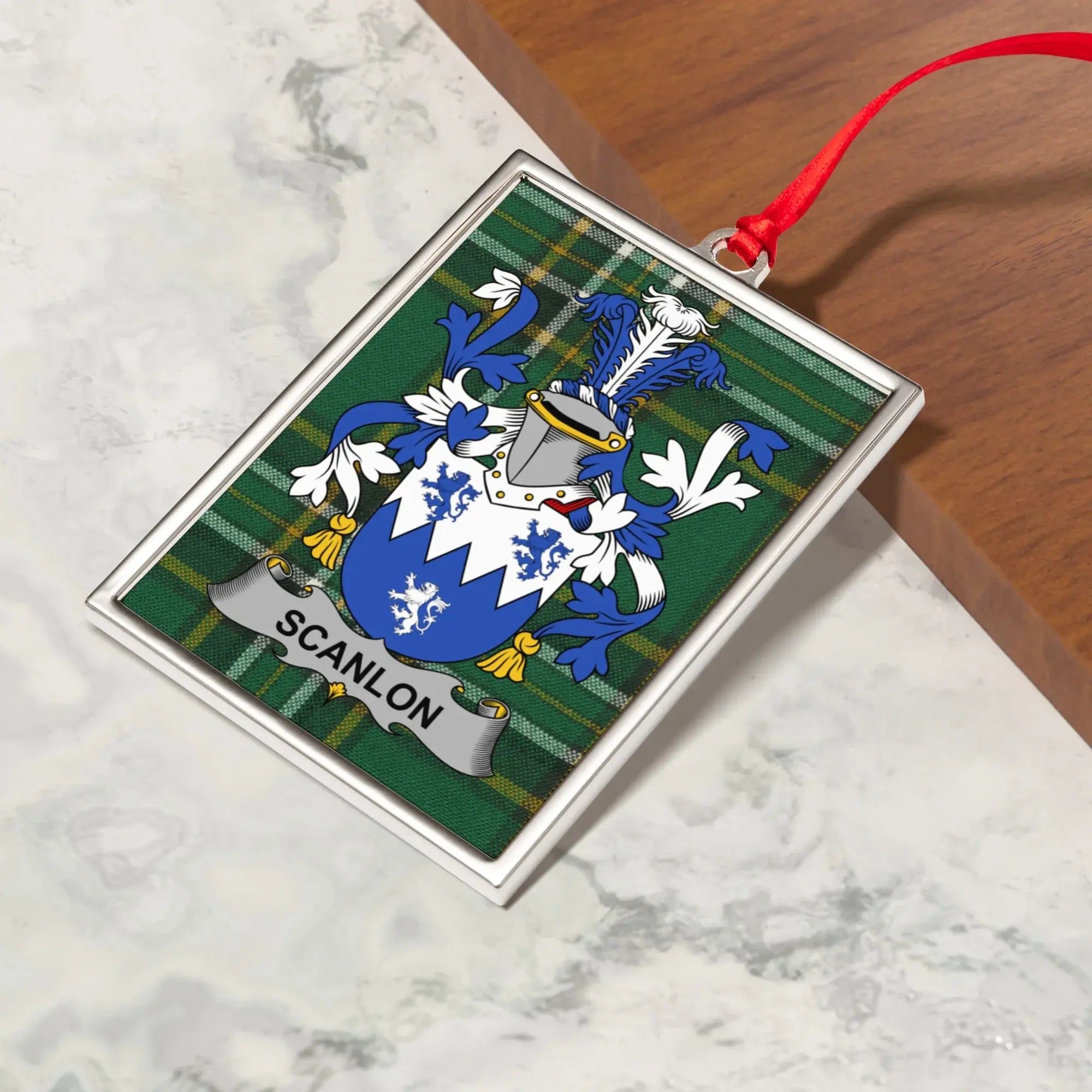 Scanlon Family Crest Plaid Design Rectangular Ornament product