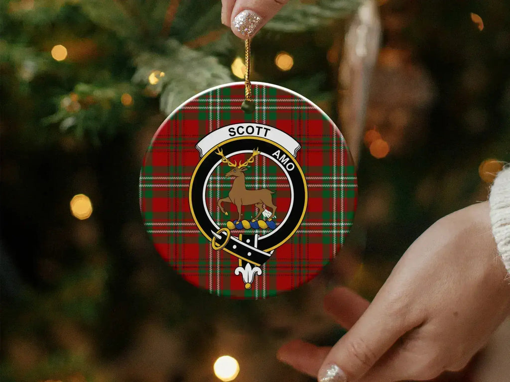 Scott clan crest tartan ornament reverse side — double-sided Scottish heritage design